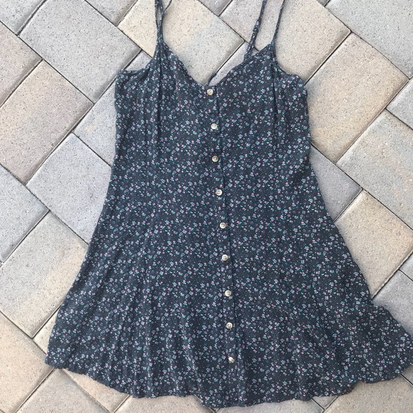 American Eagle Outfitters Tops - AEO cute black with blue/pink floral top/dress